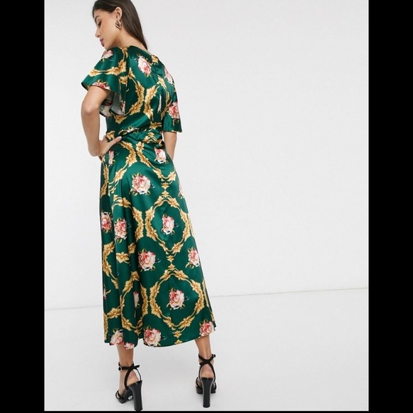 Asos Floral Flutter Sleeve Midiaxi Dress | 6 Tall - Picture 2 of 4
